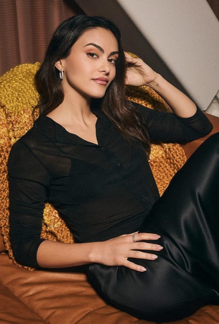 black satin skirt and cardigan sweater?