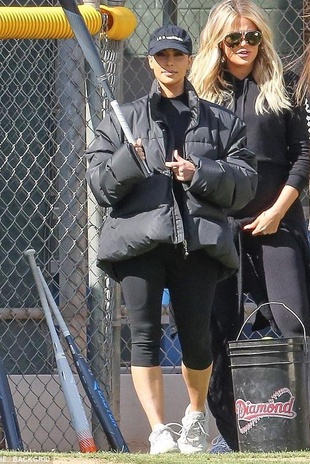 Kim Kardashian West Playing Softball February 13, 2018