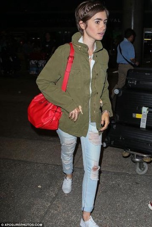 Lily Collins LAX Airport August 2015