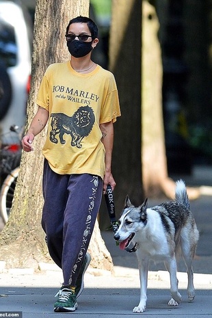 Zoe Kravitz Walking Her Dog August 9, 2020