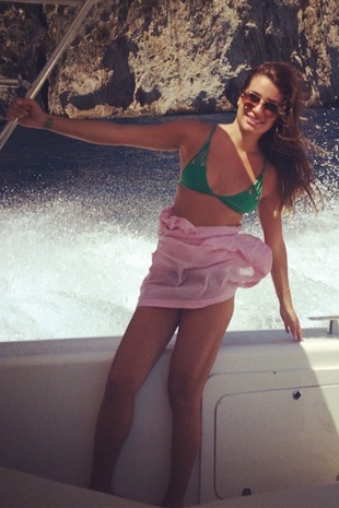 Lea Michele Boat Ride Around the Amalfi Coast July 21, 2014