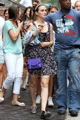 Leighton Meester on Gossip Girl Set August 21, 2012