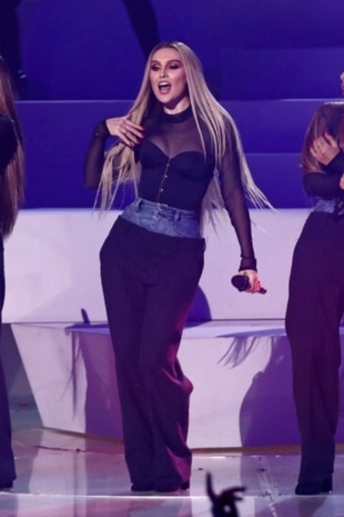 Perrie Edwards Performing with Little Mix on the X Factor October 28, 2018