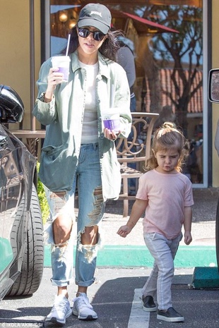 Kourtney Kardashian with Scott Disick at the Coffee Bean March 6, 2016