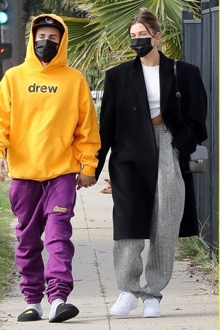 Hailey Bieber with Justin Bieber February 13, 2021