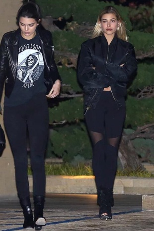 Hailey Baldwin with Kendall Jenner at Nobu Restaurant in Malibu January 24, 2016