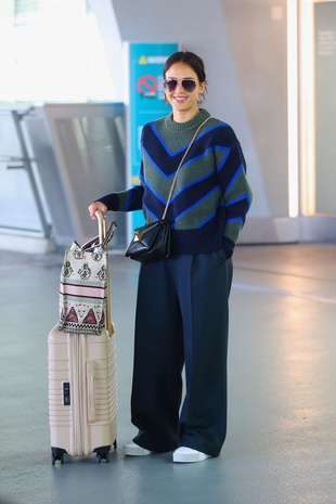 Jessica Alba At New York's Laguardia Airport October 15, 2022