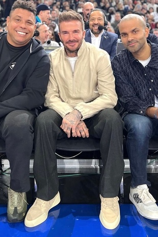 David Beckham Courtside at NBA Europe Game in Paris in January 2024