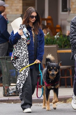 Emily Ratajkowski Walking Her Dog October 24, 2021