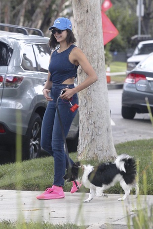 Nina Dobrev With Her Dog Maverick August 15, 2017