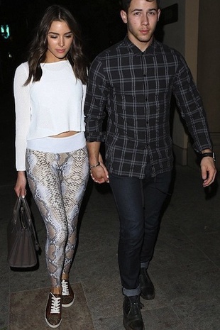 Olivia Culpo Dinner at Mastro's Steakhouse with Nick Jonas April 29, 2015