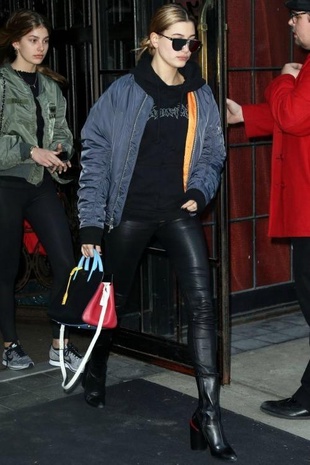 Hailey Baldwin with Kendall Jenner at the Bowery Hotel March 29, 2016