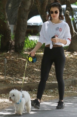 Lucy Hale Goes for a Walk with Dog Elvis May 1, 2019