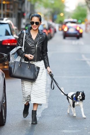 Olivia Munn with Her Dog in New York City May 3, 2015