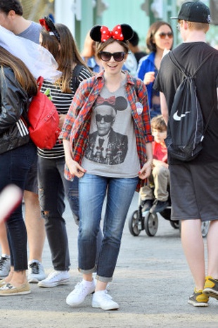 Lily Collins 26th Birthday at Disneyland March 18, 2015