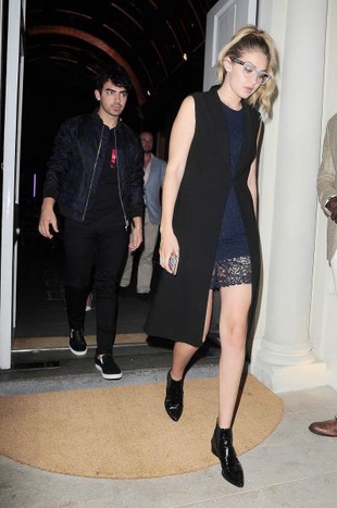 Gigi Hadid with Kendall Jenner and Joe Jonas at Sketch Restaurant July 2, 2015