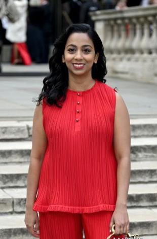 red pleated pants and shirt?