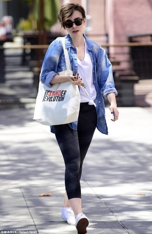 Lily Collins Leaving the Gym April 29, 2015