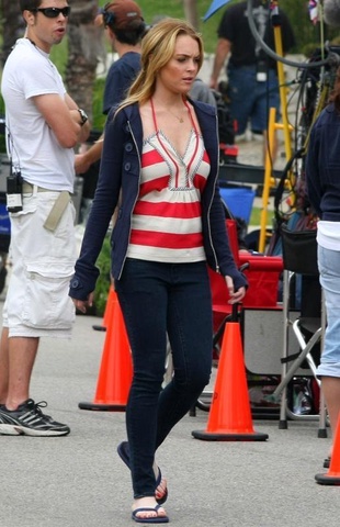 Lindsay Lohan on the Set of Labour Pains June 10, 2008