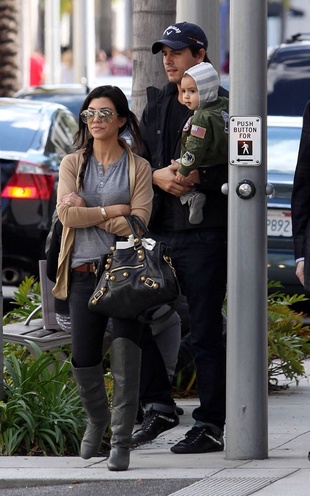 Kourtney Kardashian out with Her Son Mason and Scott Disick February 2011