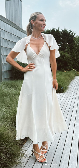 white cape dress and sandals?