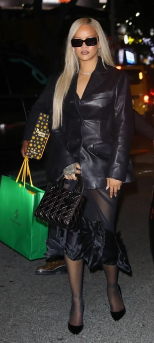 black leather jacket and handbag?