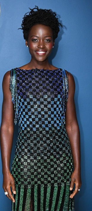 Yango’s blue and black beaded fringe dress?