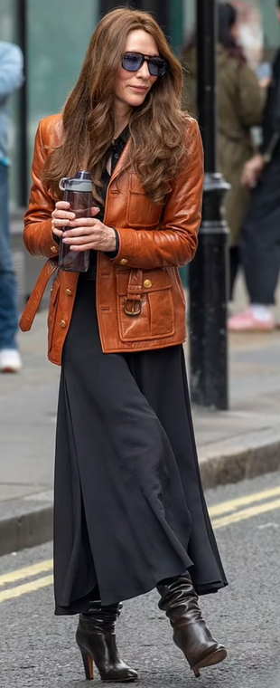 brown leather jacket?