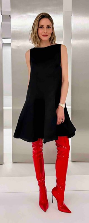 black dress and red boots?