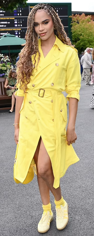 yellow coat and sneakers?