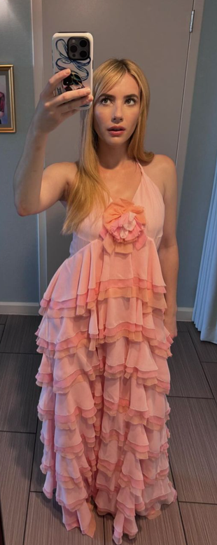 pink tiered floral dress?