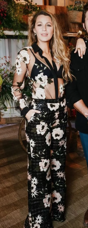 black floral pants and top?