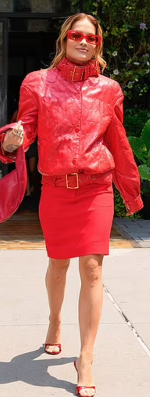 red skirt and jacket?