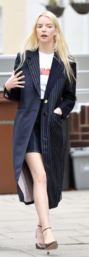 blue striped coat?