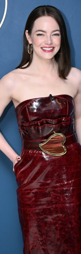 red leather dress and hoop jewelry?