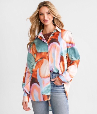 Marble Satin Oversized Blouse