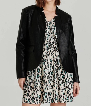 trinity faux leather blazer in black