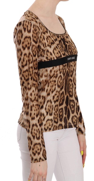 Roberto Cavalli   Round Neck Leopard Women Top Blouse