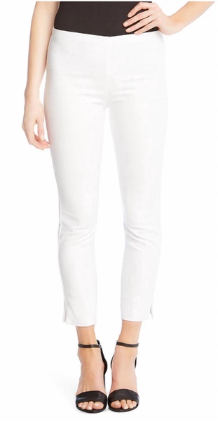 soft stretch clean front cropped pant in white