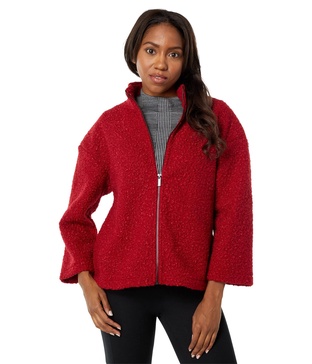 Anne Klein Women's Zip Front Dolman SLV JKT-Titian Red