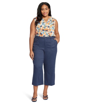 NYDJ Women's Plus Wide Leg Cropped Cargo