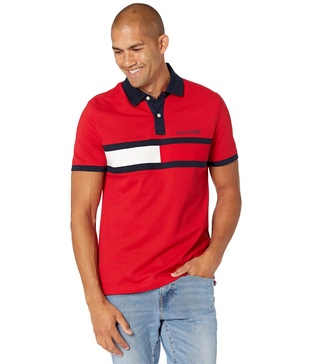 Tommy Hilfiger Men's Short Sleeve Cotton Pique Flag Polo in Regular Fit