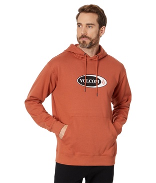 Volcom Men's Catch 91 Pullover Hooded Fleece Sweatshirt, Rust