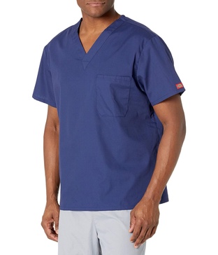 Dickies EDS Signature Scrubs for Men, Multi-Pocket V-Neck Scrub Top in Soft Brushed Poplin 81906