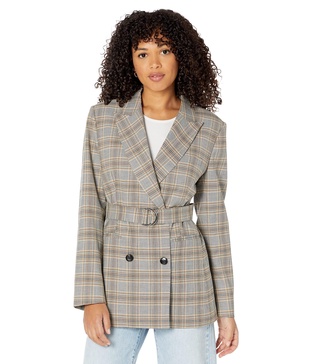 BCBGMAXAZRIA Women's Relaxed Double Breasted Blazer Long Sleeve Button Front Peak Lapel Jacket