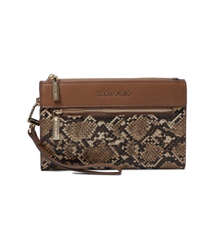 Anne Klein Snake Trimmed Zip Clutch Wristlet