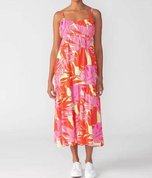 dropped seam maxi dress in paradise pop