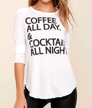 coffee and cocktails top in white