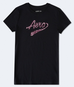 sequin logo graphic tee