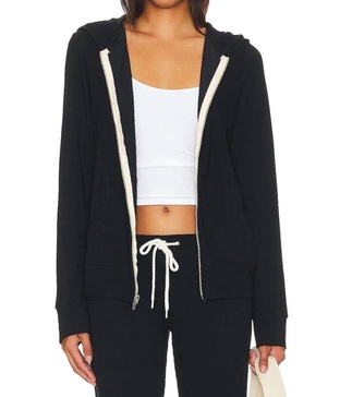 zip up hoody in blue black